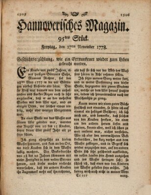 Hannoverisches Magazin (Hannoversche Anzeigen) Freitag 27. November 1778