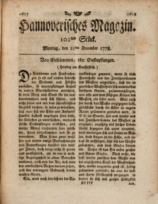 Hannoverisches Magazin (Hannoversche Anzeigen) Montag 21. Dezember 1778