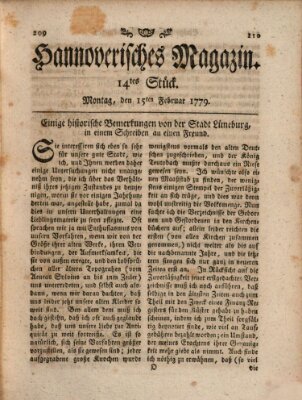 Hannoverisches Magazin (Hannoversche Anzeigen) Montag 15. Februar 1779