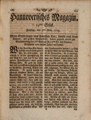 Hannoverisches Magazin (Hannoversche Anzeigen) Freitag 5. März 1779