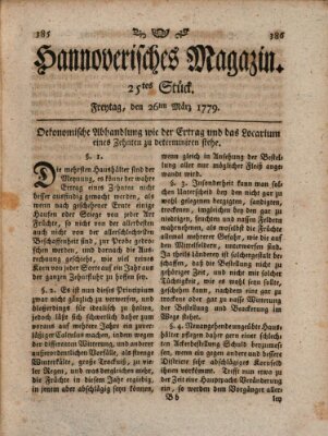 Hannoverisches Magazin (Hannoversche Anzeigen) Freitag 26. März 1779