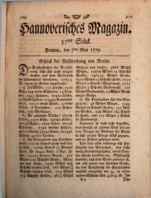 Hannoverisches Magazin (Hannoversche Anzeigen) Freitag 7. Mai 1779