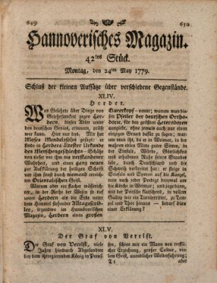 Hannoverisches Magazin (Hannoversche Anzeigen) Montag 24. Mai 1779