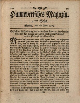 Hannoverisches Magazin (Hannoversche Anzeigen) Montag 7. Juni 1779