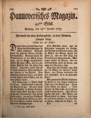 Hannoverisches Magazin (Hannoversche Anzeigen) Freitag 18. Juni 1779