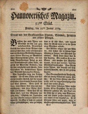 Hannoverisches Magazin (Hannoversche Anzeigen) Freitag 25. Juni 1779