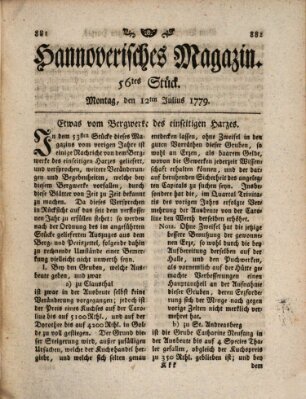 Hannoverisches Magazin (Hannoversche Anzeigen) Montag 12. Juli 1779