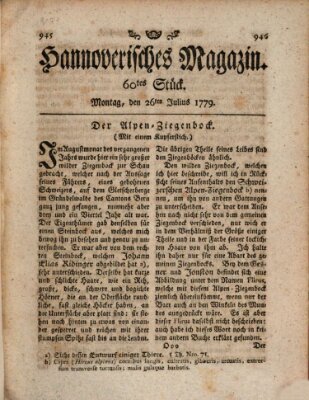 Hannoverisches Magazin (Hannoversche Anzeigen) Montag 26. Juli 1779