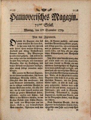 Hannoverisches Magazin (Hannoversche Anzeigen) Montag 6. September 1779