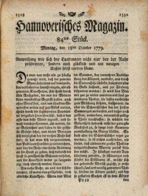 Hannoverisches Magazin (Hannoversche Anzeigen) Montag 18. Oktober 1779