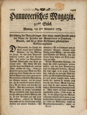 Hannoverisches Magazin (Hannoversche Anzeigen) Montag 8. November 1779