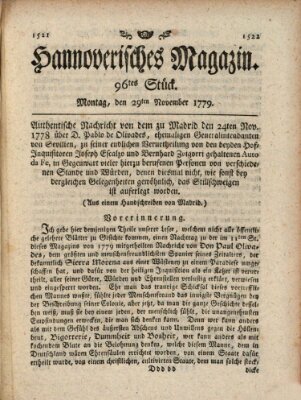 Hannoverisches Magazin (Hannoversche Anzeigen) Montag 29. November 1779