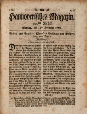 Hannoverisches Magazin (Hannoversche Anzeigen) Montag 13. Dezember 1779