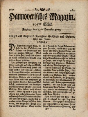 Hannoverisches Magazin (Hannoversche Anzeigen) Freitag 17. Dezember 1779