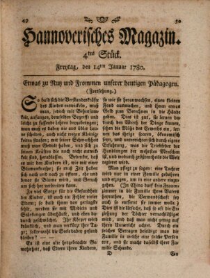 Hannoverisches Magazin (Hannoversche Anzeigen) Freitag 14. Januar 1780