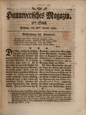 Hannoverisches Magazin (Hannoversche Anzeigen) Freitag 28. Januar 1780