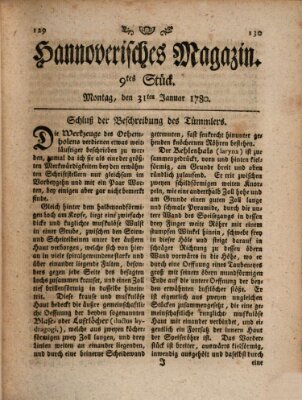 Hannoverisches Magazin (Hannoversche Anzeigen) Montag 31. Januar 1780