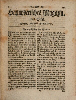 Hannoverisches Magazin (Hannoversche Anzeigen) Freitag 25. Februar 1780