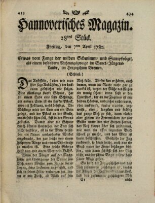 Hannoverisches Magazin (Hannoversche Anzeigen) Freitag 7. April 1780