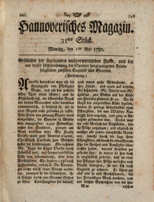 Hannoverisches Magazin (Hannoversche Anzeigen) Montag 1. Mai 1780