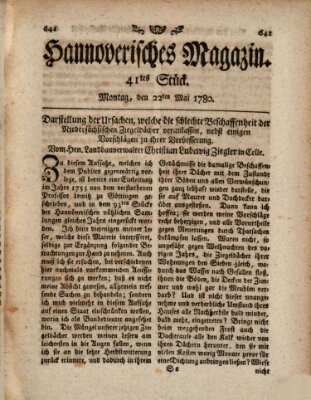 Hannoverisches Magazin (Hannoversche Anzeigen) Montag 22. Mai 1780