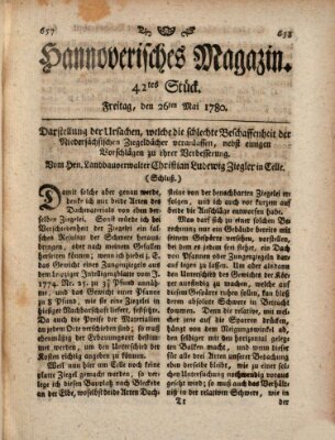 Hannoverisches Magazin (Hannoversche Anzeigen) Freitag 26. Mai 1780