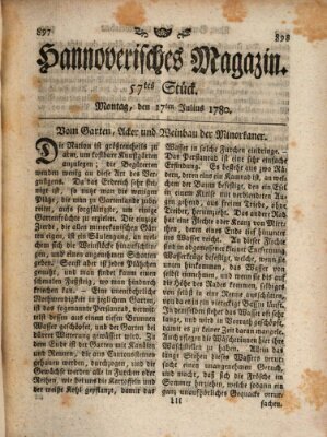 Hannoverisches Magazin (Hannoversche Anzeigen) Montag 17. Juli 1780