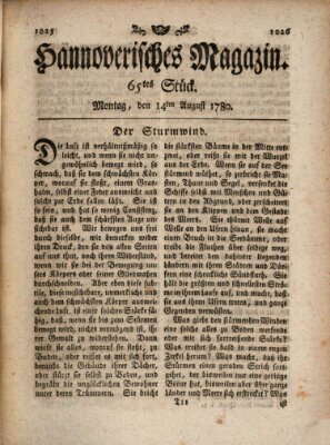 Hannoverisches Magazin (Hannoversche Anzeigen) Montag 14. August 1780