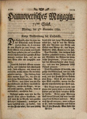 Hannoverisches Magazin (Hannoversche Anzeigen) Montag 4. September 1780