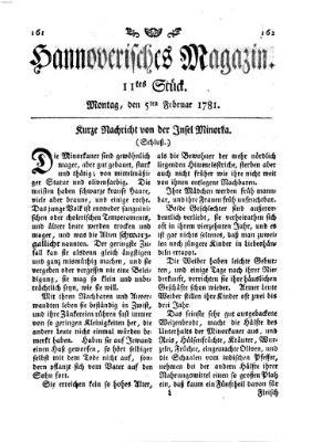 Hannoverisches Magazin (Hannoversche Anzeigen) Montag 5. Februar 1781