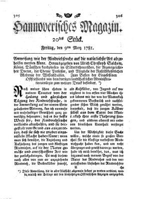 Hannoverisches Magazin (Hannoversche Anzeigen) Freitag 9. März 1781