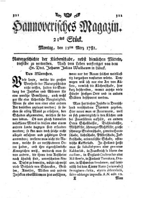 Hannoverisches Magazin (Hannoversche Anzeigen) Montag 12. März 1781