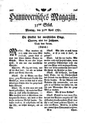 Hannoverisches Magazin (Hannoversche Anzeigen) Montag 30. April 1781