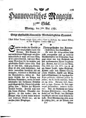 Hannoverisches Magazin (Hannoversche Anzeigen) Montag 7. Mai 1781