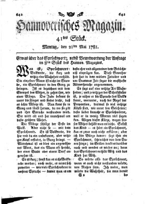 Hannoverisches Magazin (Hannoversche Anzeigen) Montag 21. Mai 1781