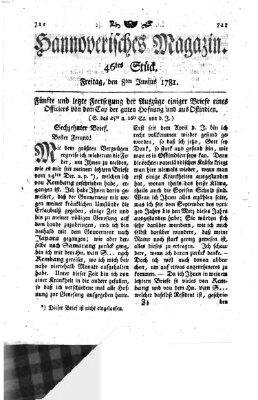 Hannoverisches Magazin (Hannoversche Anzeigen) Freitag 8. Juni 1781