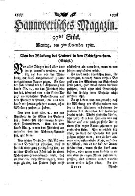 Hannoverisches Magazin (Hannoversche Anzeigen) Montag 3. Dezember 1781