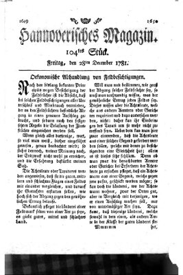 Hannoverisches Magazin (Hannoversche Anzeigen) Freitag 28. Dezember 1781