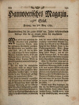 Hannoverisches Magazin (Hannoversche Anzeigen) Freitag 8. März 1782