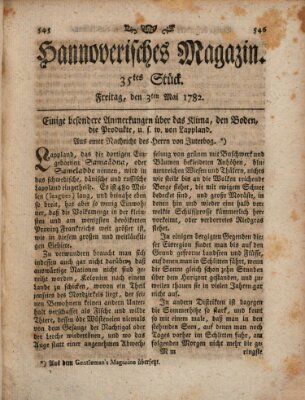 Hannoverisches Magazin (Hannoversche Anzeigen) Freitag 3. Mai 1782