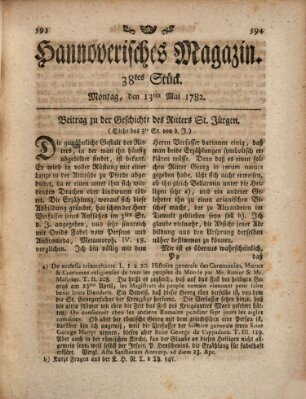 Hannoverisches Magazin (Hannoversche Anzeigen) Montag 13. Mai 1782