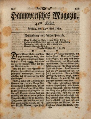 Hannoverisches Magazin (Hannoversche Anzeigen) Freitag 24. Mai 1782