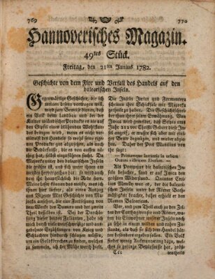 Hannoverisches Magazin (Hannoversche Anzeigen) Freitag 21. Juni 1782