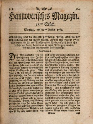 Hannoverisches Magazin (Hannoversche Anzeigen) Montag 22. Juli 1782