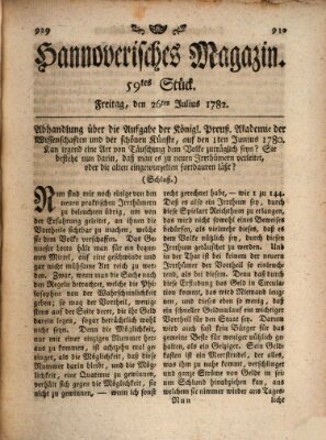 Hannoverisches Magazin (Hannoversche Anzeigen) Freitag 26. Juli 1782