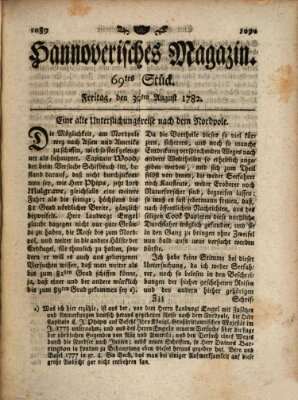 Hannoverisches Magazin (Hannoversche Anzeigen) Freitag 30. August 1782