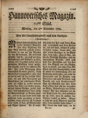 Hannoverisches Magazin (Hannoversche Anzeigen) Montag 2. September 1782