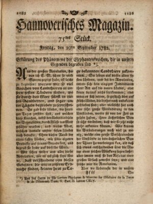 Hannoverisches Magazin (Hannoversche Anzeigen) Freitag 20. September 1782