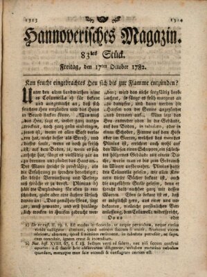 Hannoverisches Magazin (Hannoversche Anzeigen) Donnerstag 17. Oktober 1782