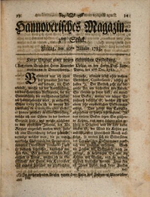 Hannoverisches Magazin (Hannoversche Anzeigen) Freitag 10. Januar 1783